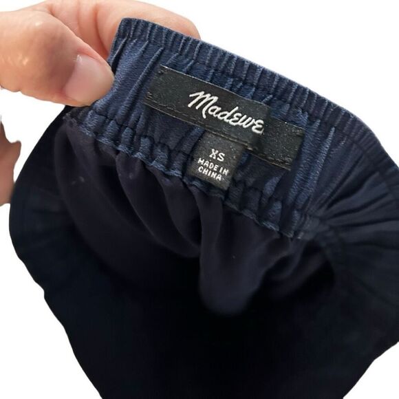 Madewell Navy Blue Button Front Silk Knee length Skirt Size XSY2K Feminine - Picture 8 of 12